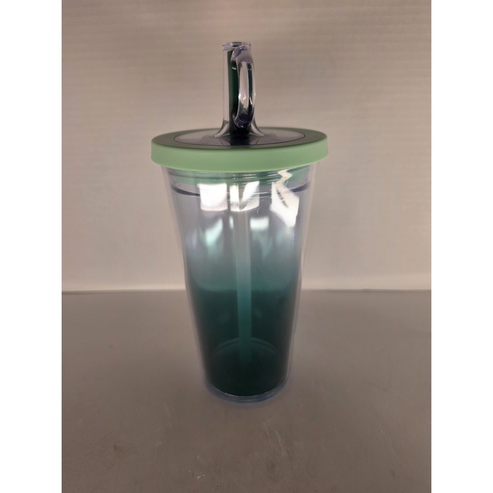 Starbucks 2025 Green Ombre Cold Cup Tumbler 16 oz 473 mL Lid Straw Carry Loop - Picture 3 of 9